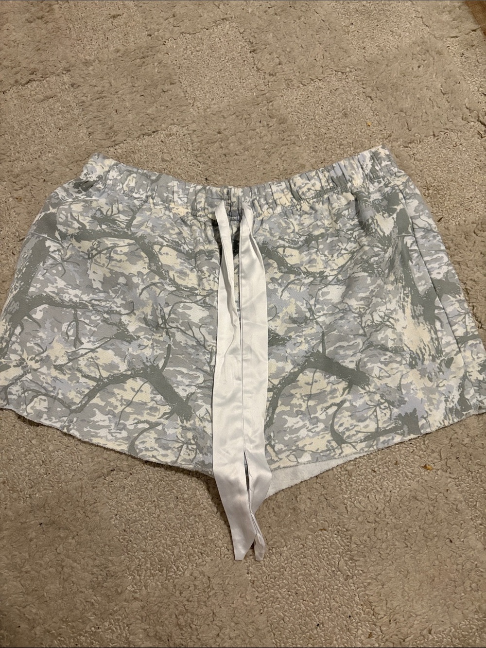 Women’s Light Gray Camouflage Lounge Shorts